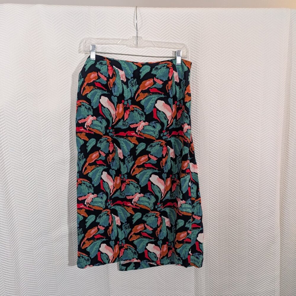 Frank & Oak The Wrap Skirt Midi Tropical Botanical Print Adjustable Waist Large - Picture 3 of 7